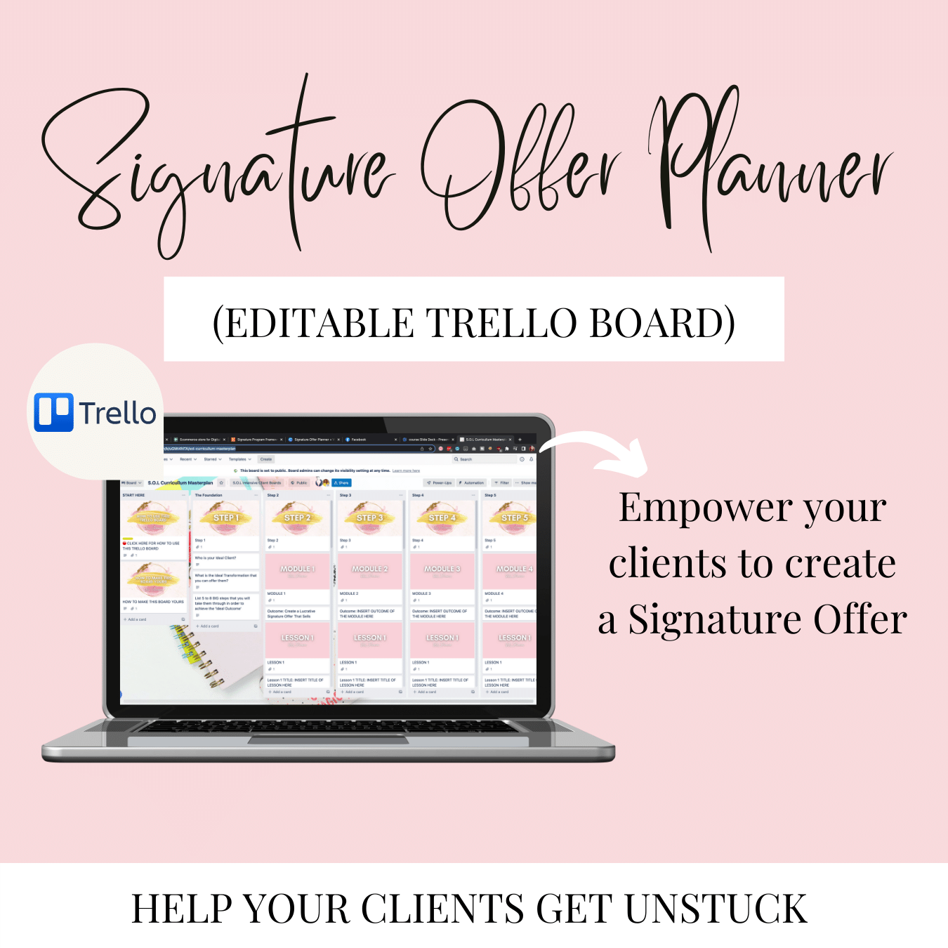 Signature Offer Planner + Video (Editable Trello Board)