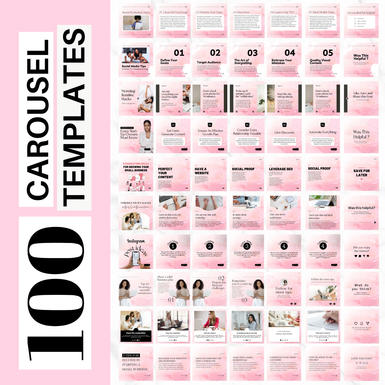 PINK CANVA instagram carousel templates 