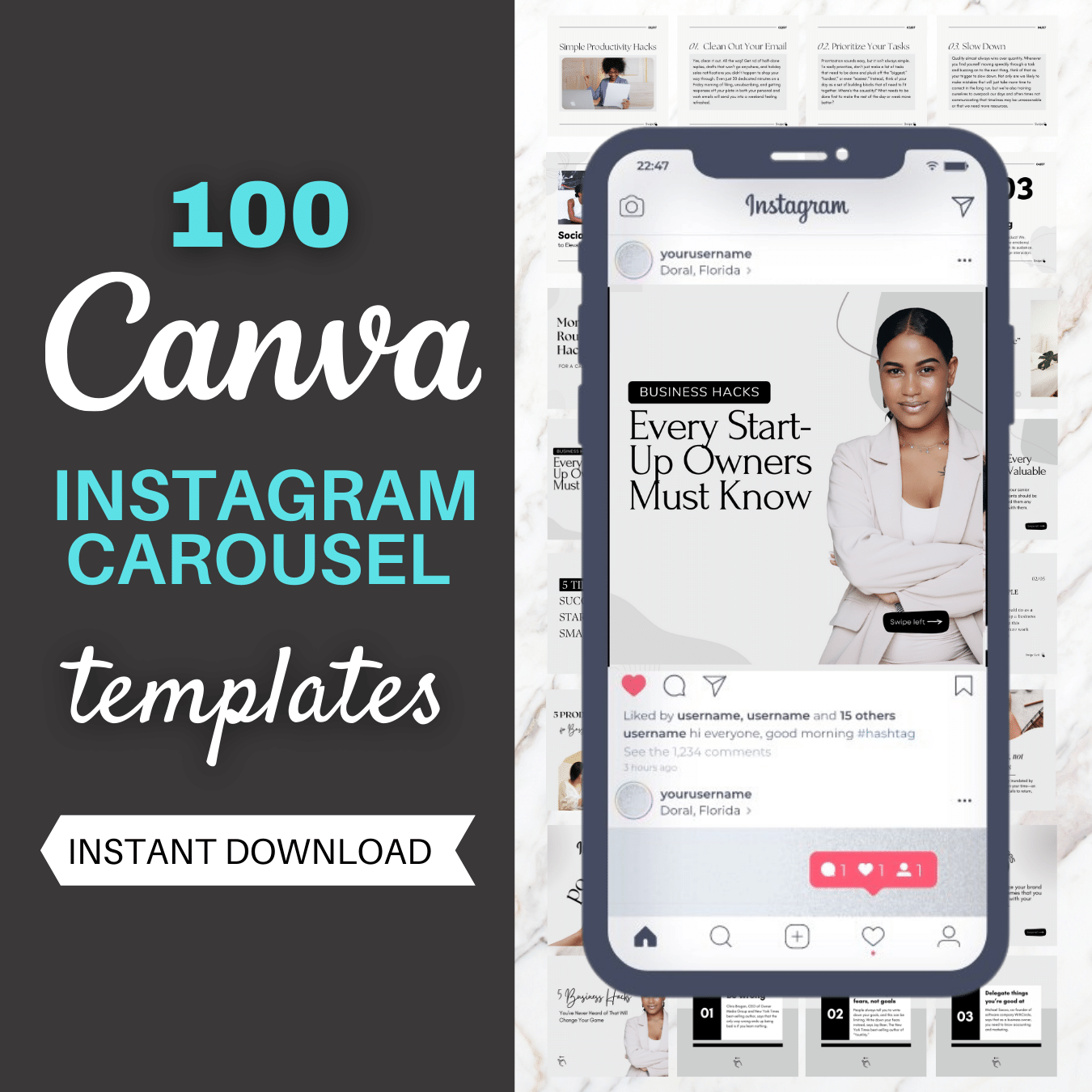 100 CANVA instagram carousel templates 