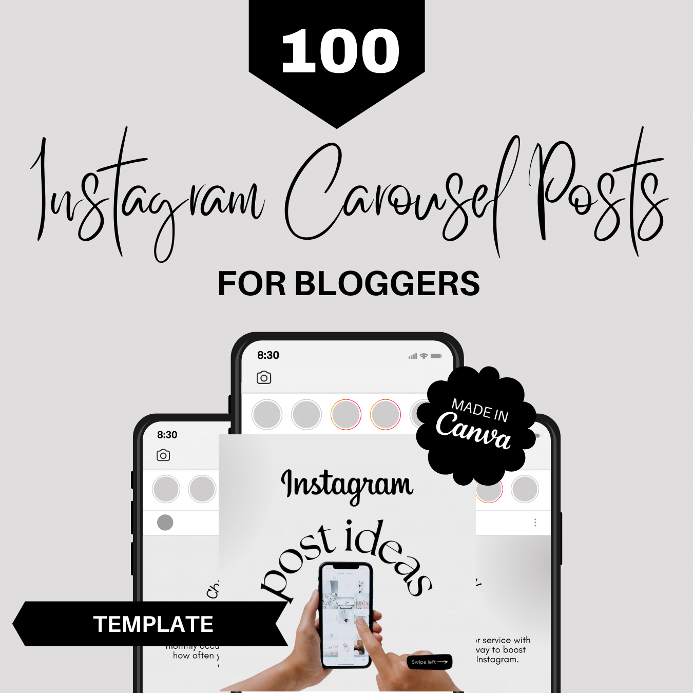 100 Instagram Carousel Posts Canva for Bloggers Template