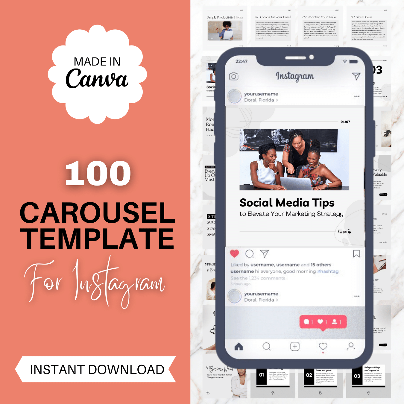 100 Carousel Template For Instagram 