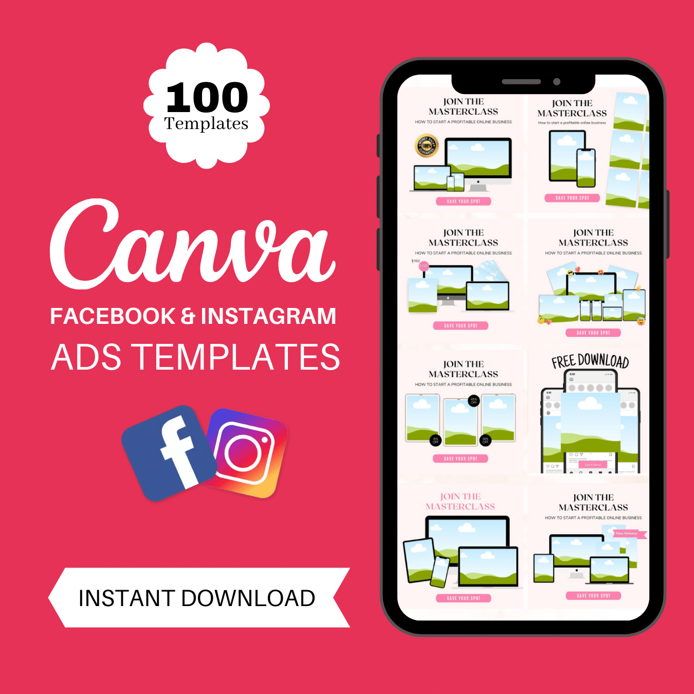 100 CANVA Facebook & Instagram Ads templates 