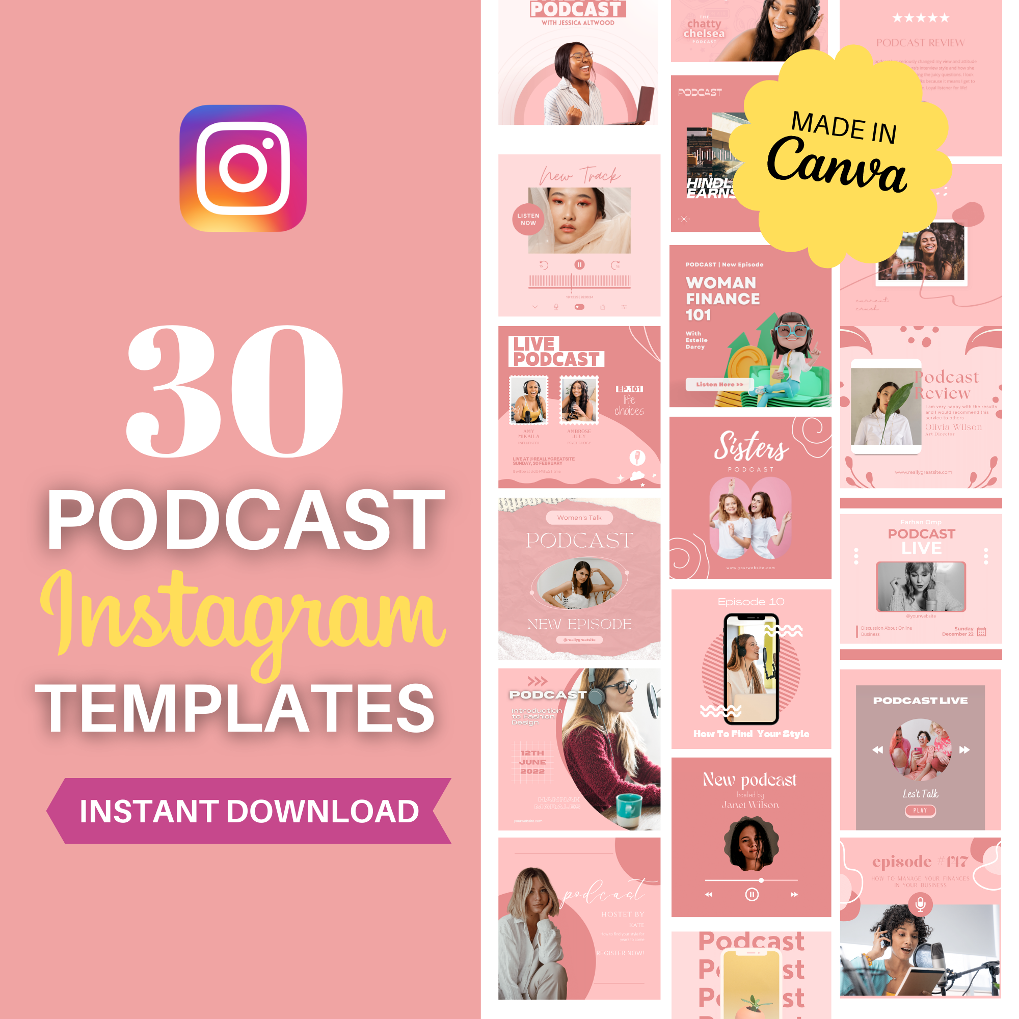 Done-For-You 30 Days Podcast Promo Templates for Instagram