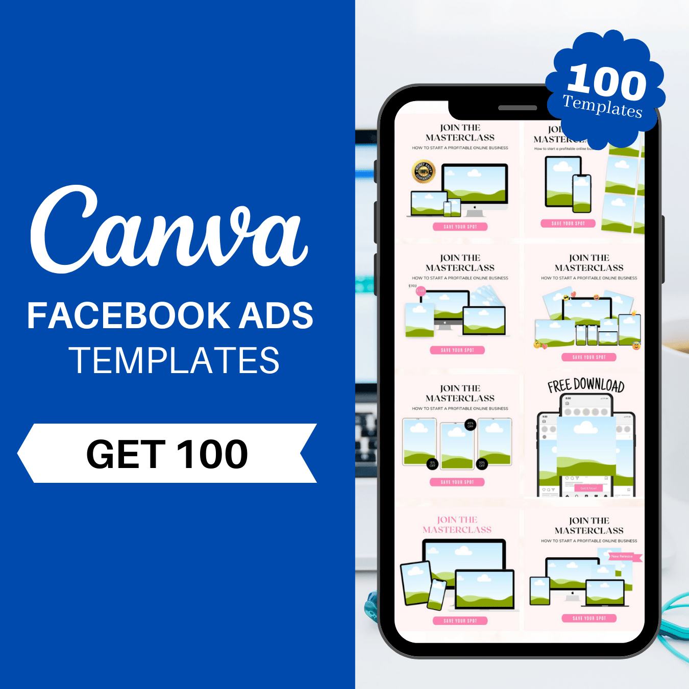 CANVA Facebook Ads templates - Get 100