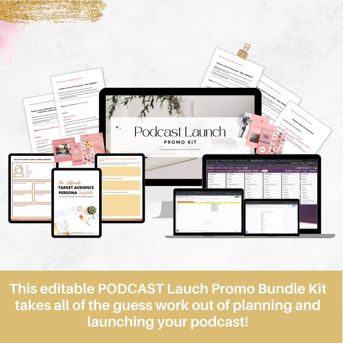 Editable Podcast Planner, Podcast Instagram Template, Social Media Facebook Media, Content Strategy, BUNDLE Launch Kit