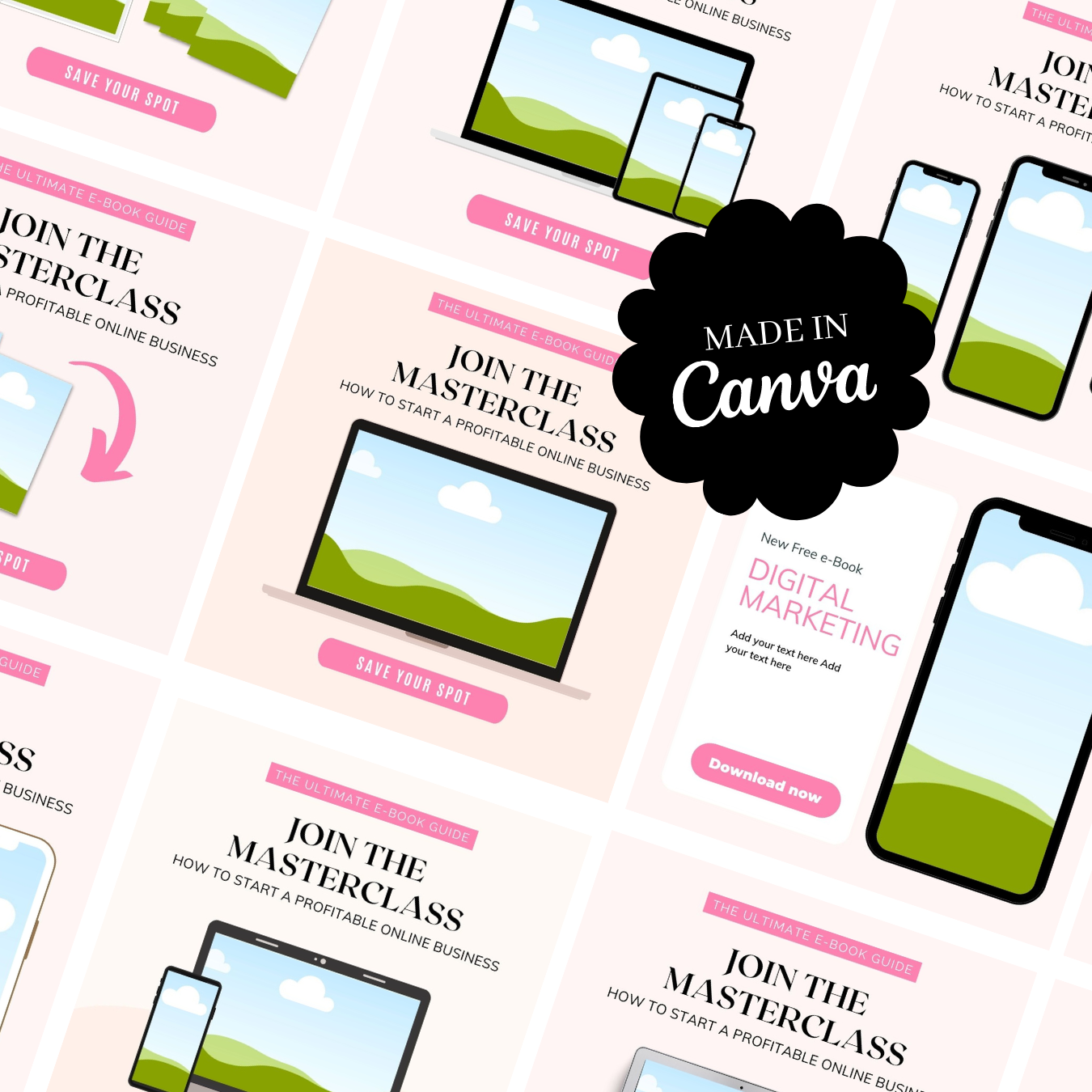 Facebook Ads Template Set Editable in Canva - 100 slides