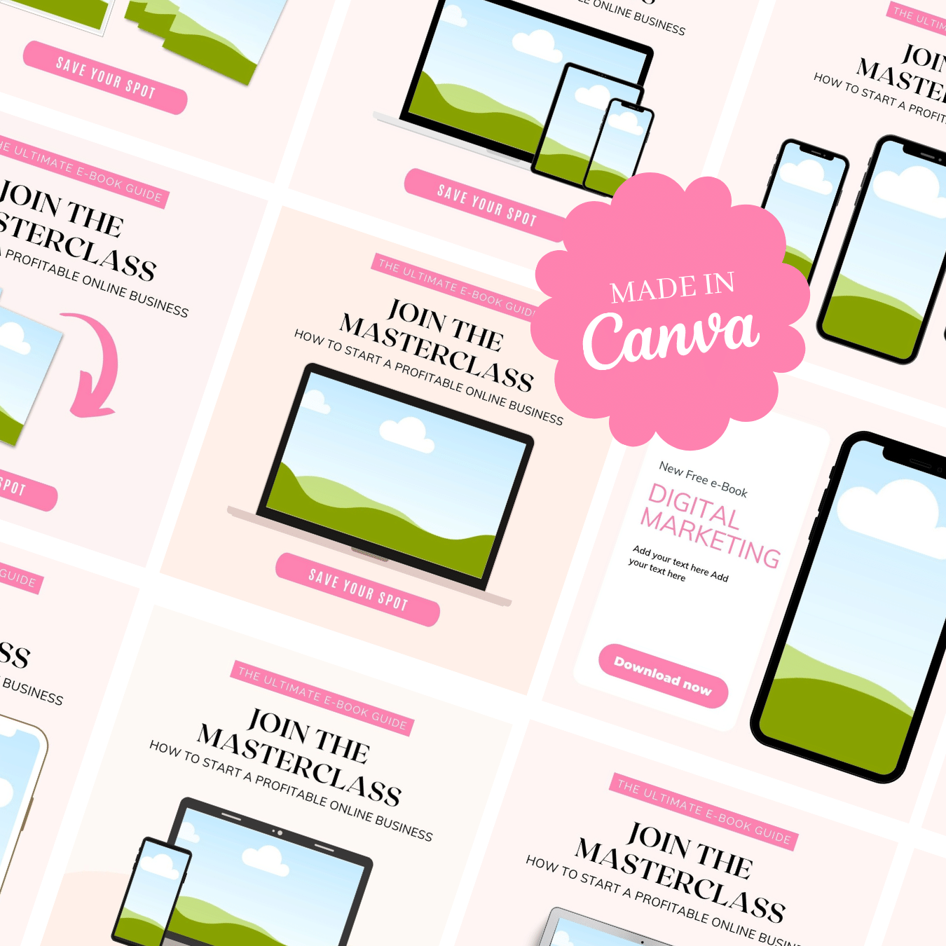 100 Facebook Ads templates Canva for Business Coaches & Coaching Template