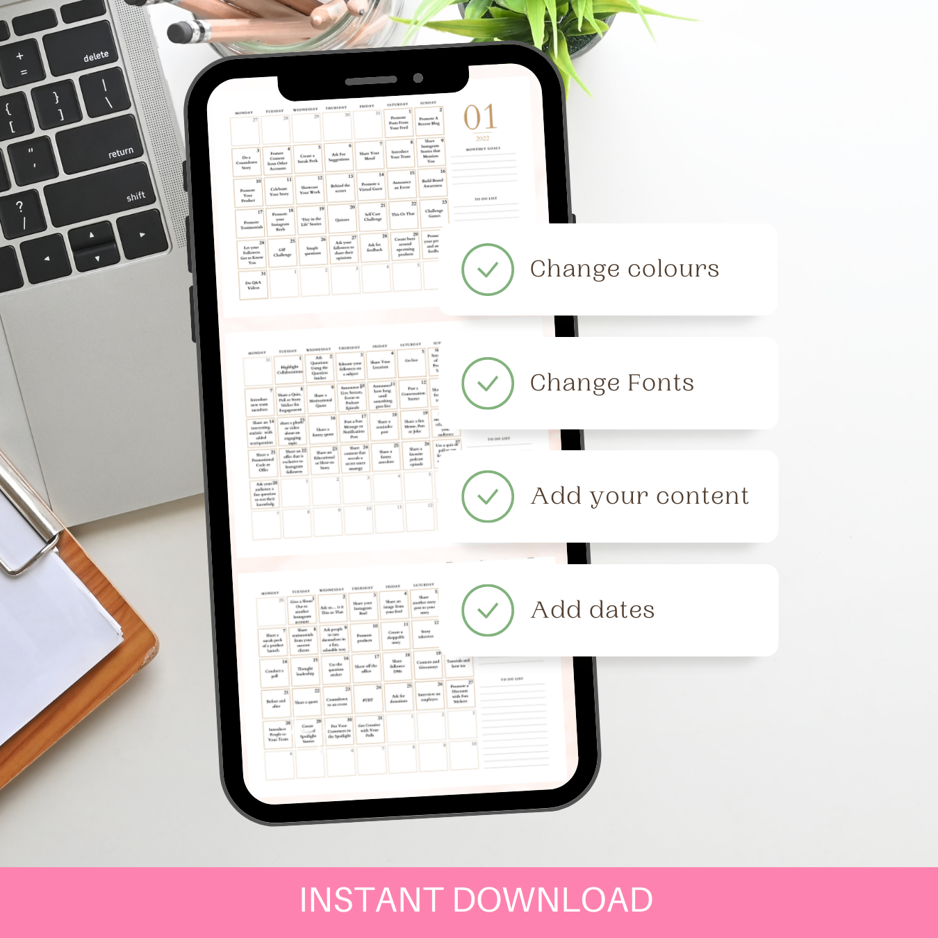 WITH EXAMPLES - 365 Days Reels + Social Media + Stories Calendar