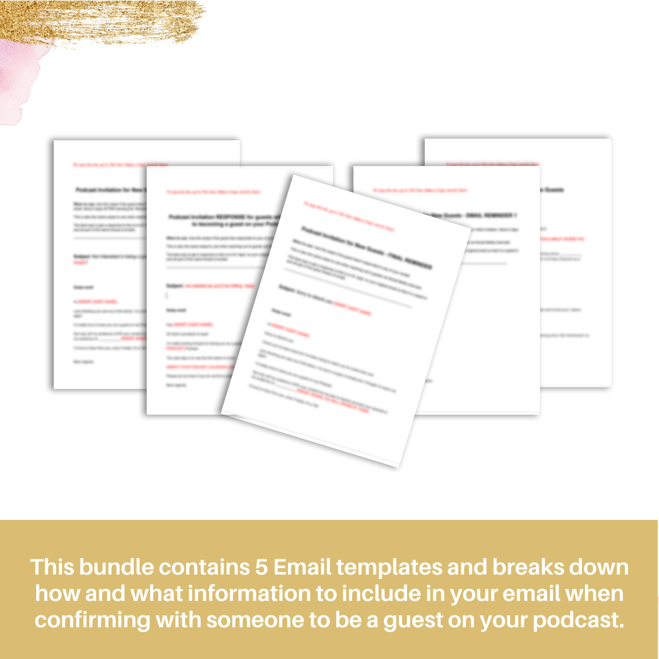 Instant Downloadable and Printable Podcast Guest Outreach Email Templates for Podcasters (5 Email Templates)