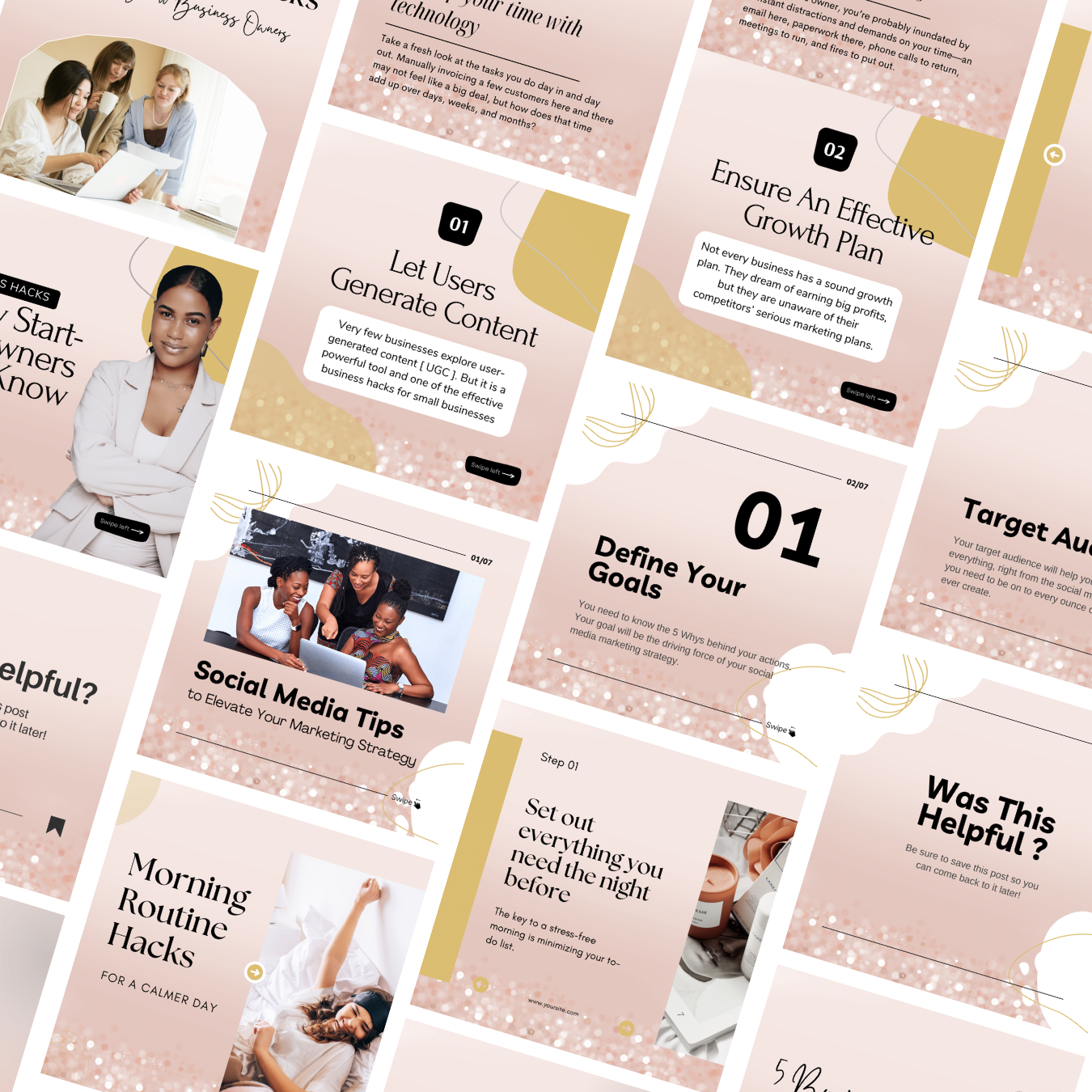 Rose gold CANVA instagram carousel templates 