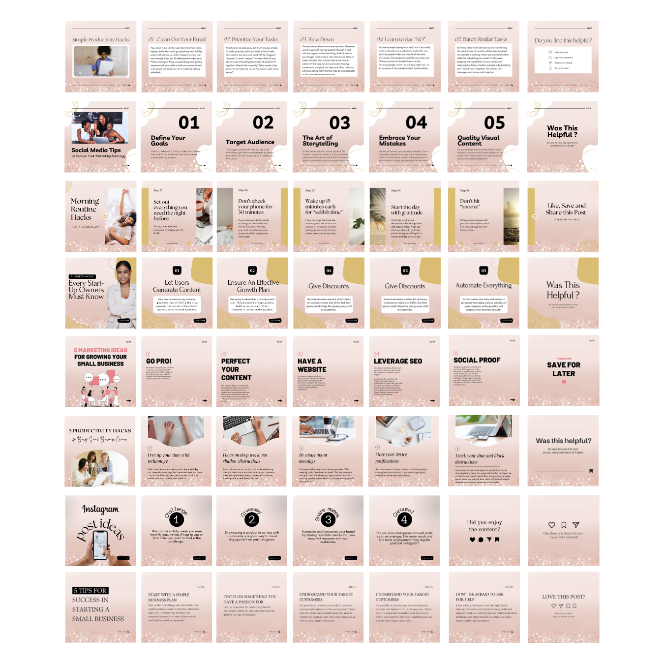 Rose gold CANVA instagram carousel templates 