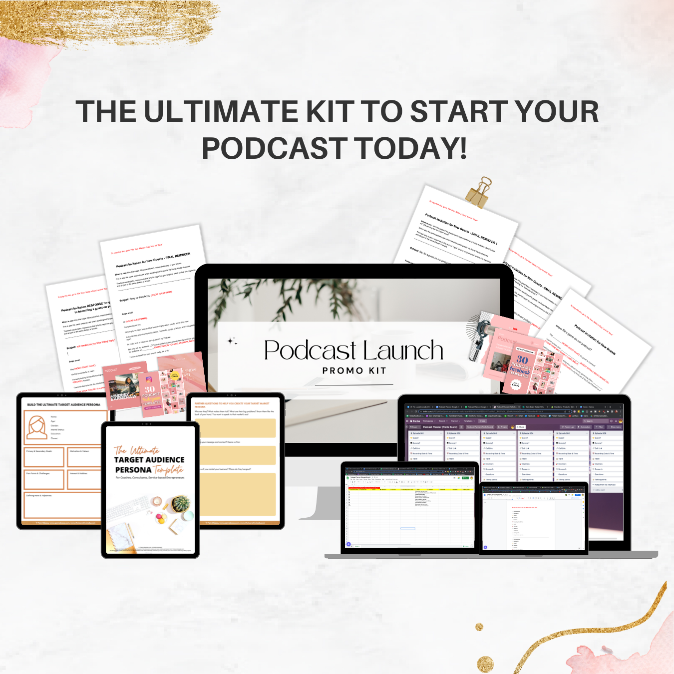 Editable Podcast Planner, Podcast Instagram Template, Social Media Facebook Media, Content Strategy, BUNDLE Launch Kit