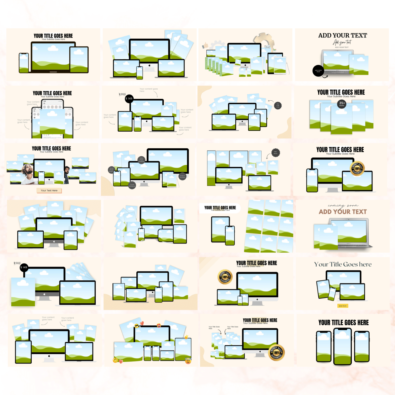 60 Online Course Mockup Editable Canva Template