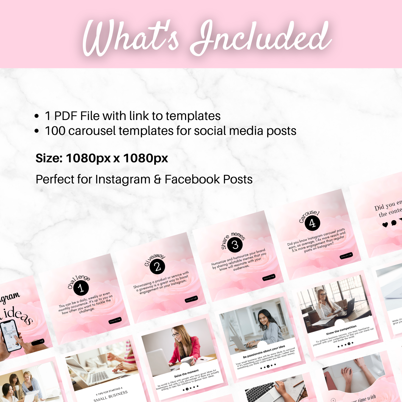 PINK CANVA instagram carousel templates 