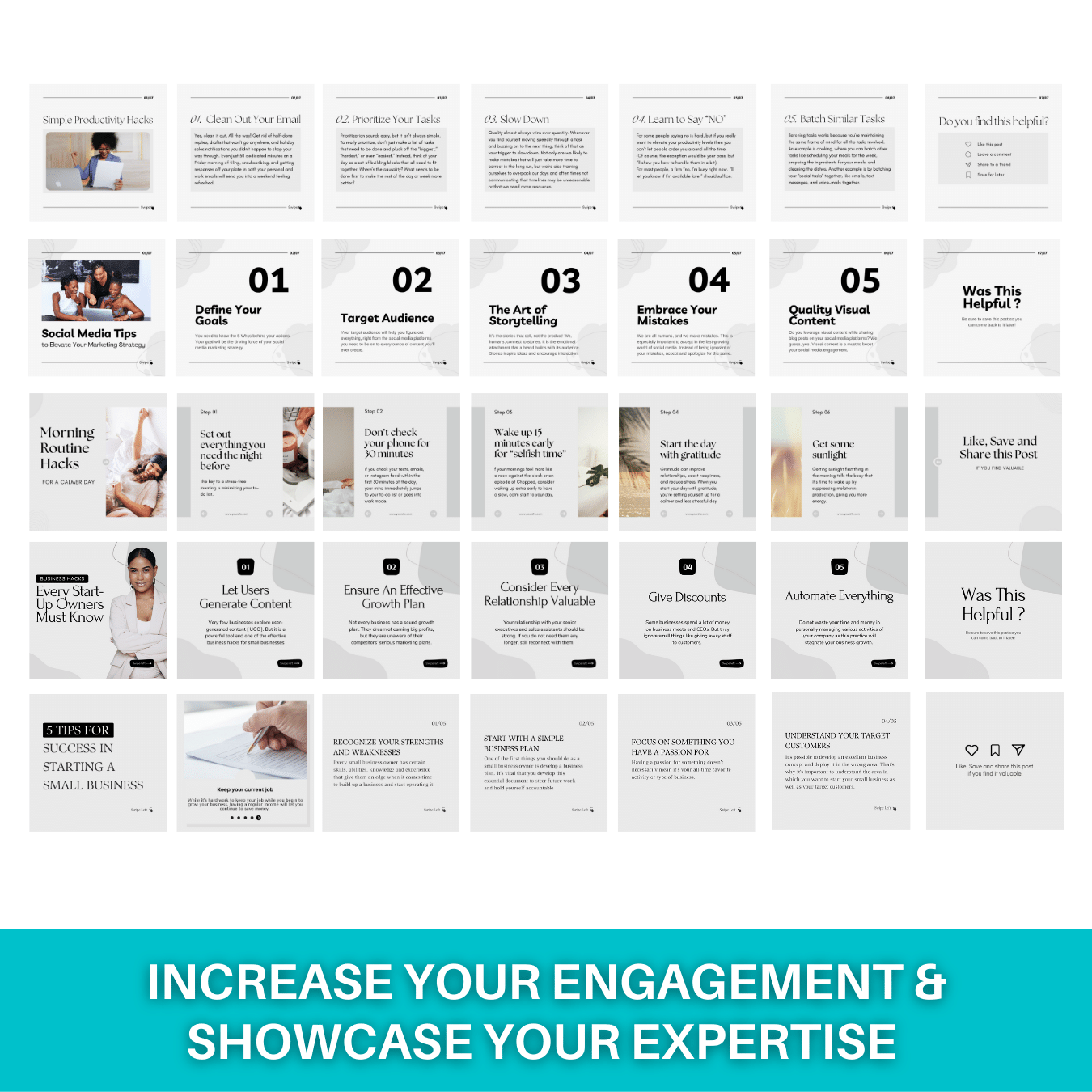 Instagram Carousel Template Set Editable in Canva - 100 slides