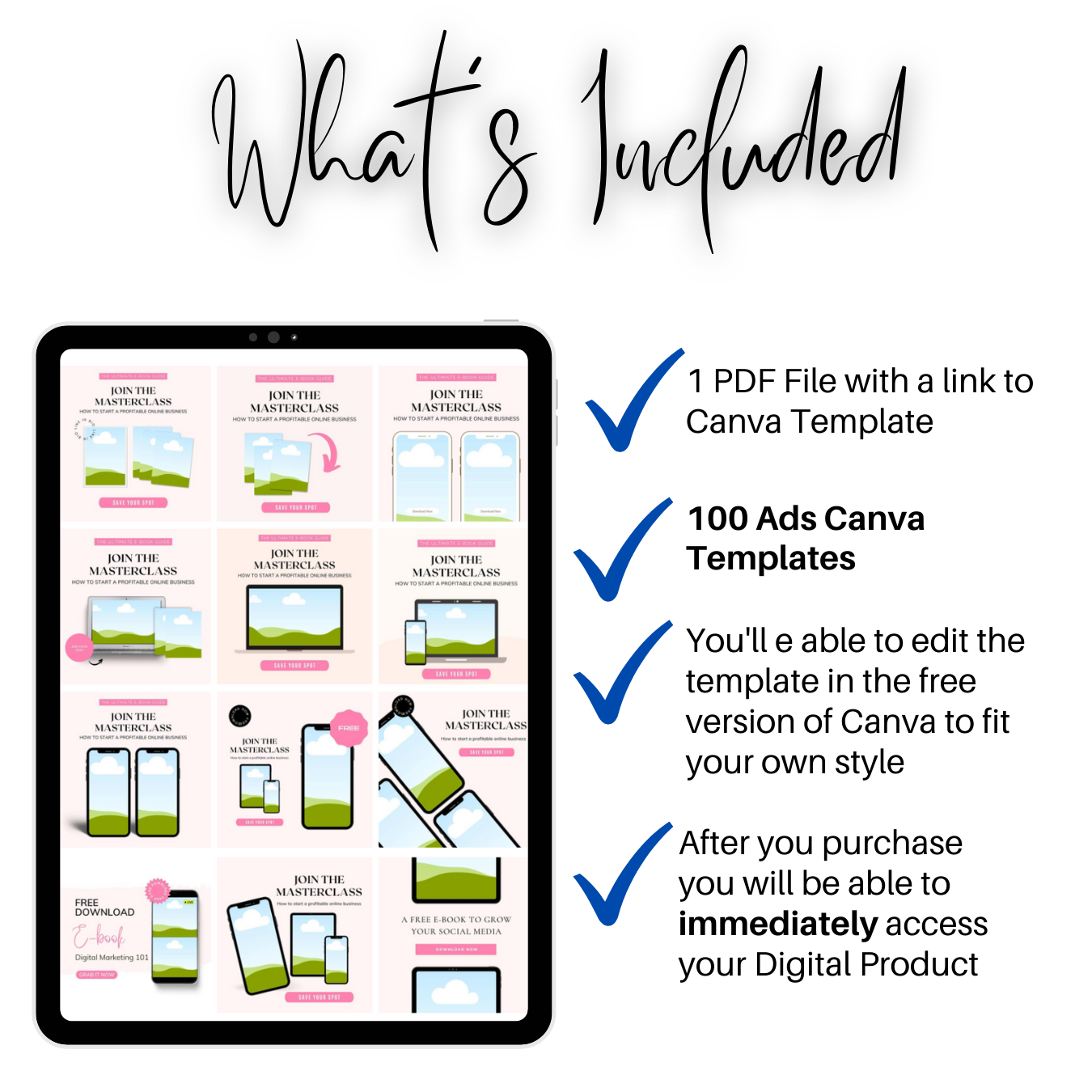 Facebook Ads Template Set Editable in Canva - 100 slides