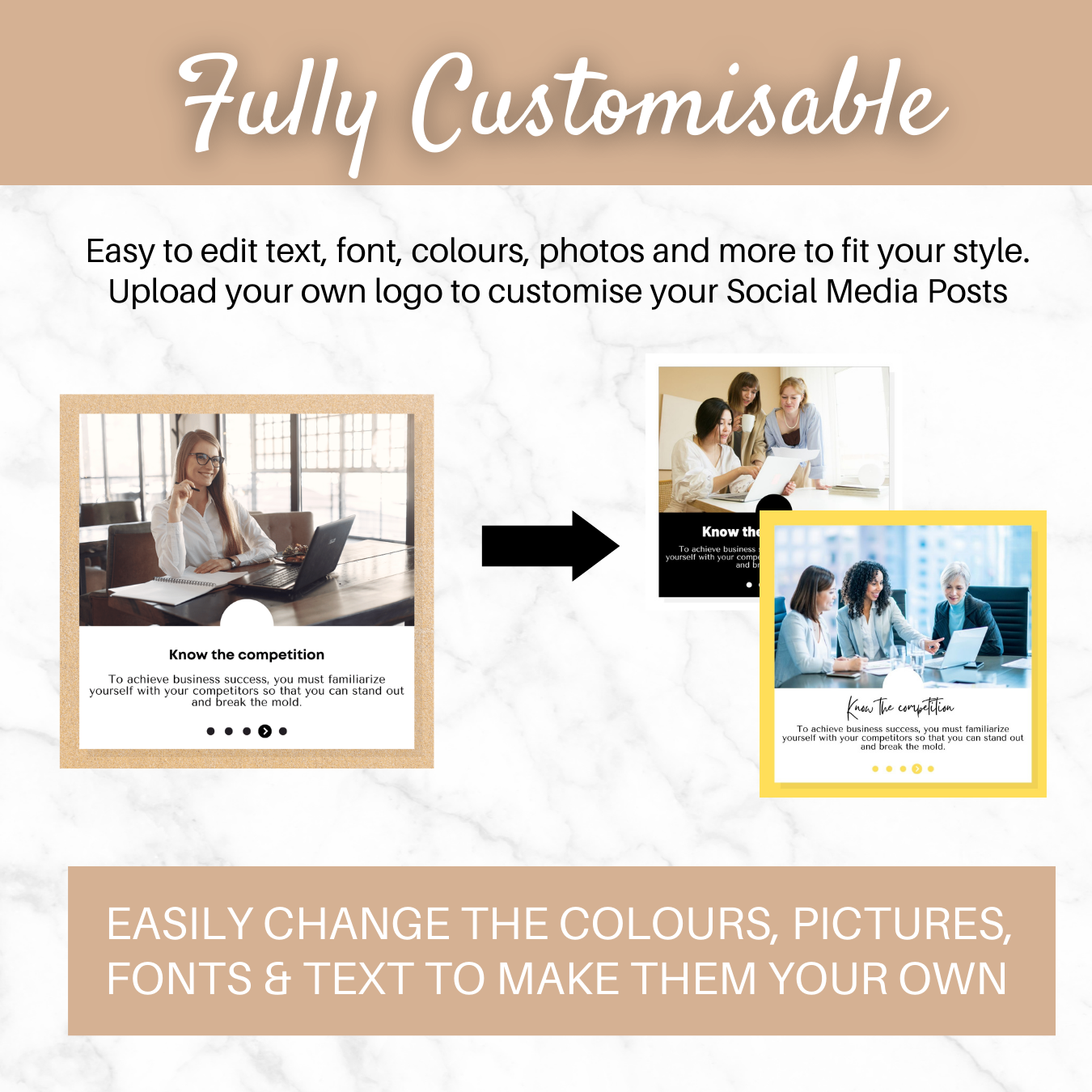 Brown/beige CANVA instagram carousel templates 
