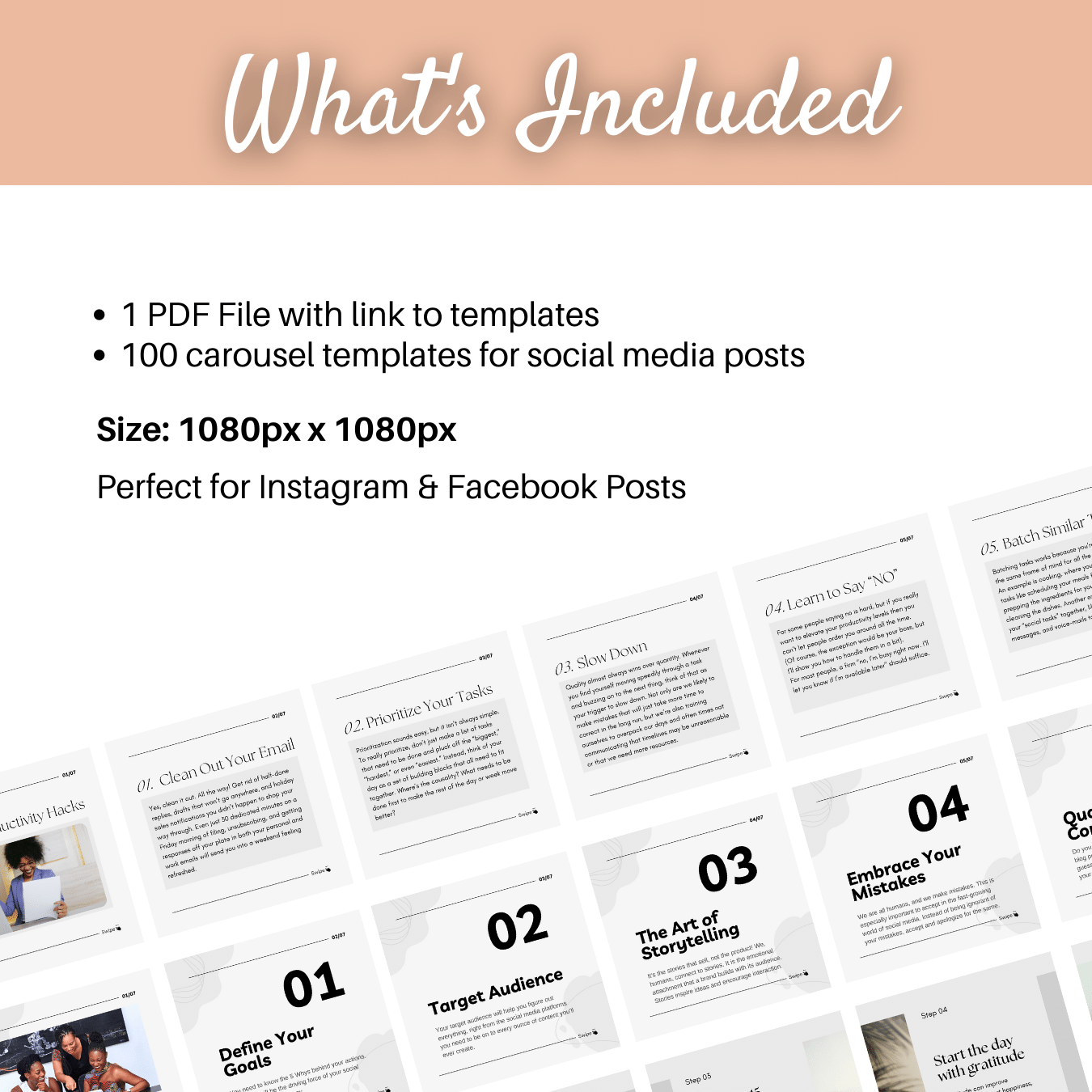 100 Instagram Carousel Posts Canva for Influencers Template