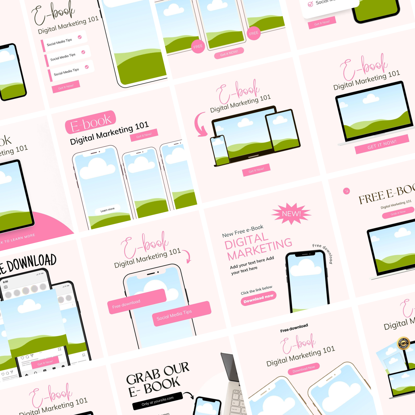 Facebook Ads Template Set Editable in Canva - 100 slides