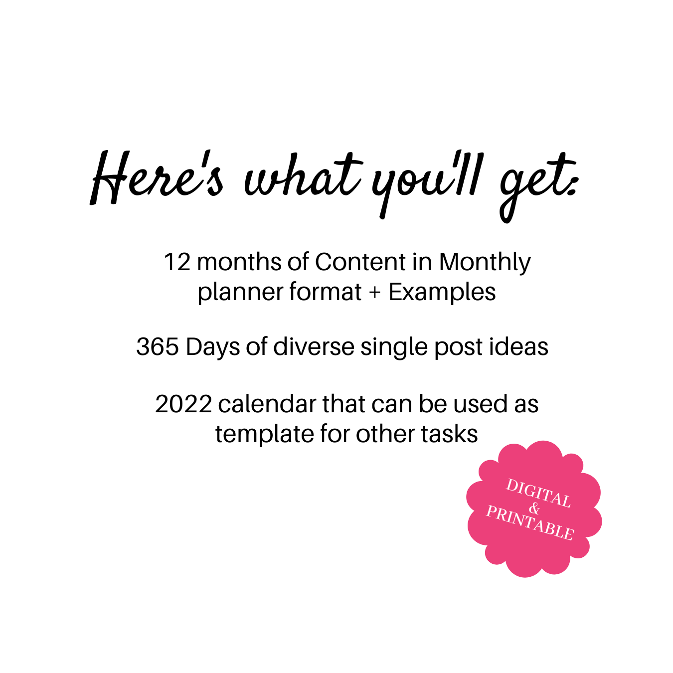 365 Reels Video Content Ideas, Content Calendar, Instagram Posts & Stories, Social Media Planner